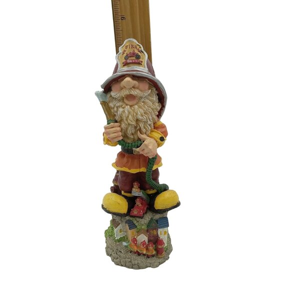 Vintage Fireman Figurine Holding Hose, Wearing Hat, Small Fire Truck - Picture 6 of 7